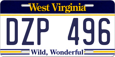 WV license plate DZP496