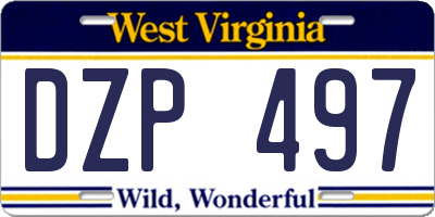 WV license plate DZP497