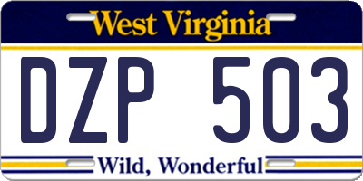 WV license plate DZP503