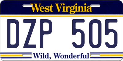 WV license plate DZP505