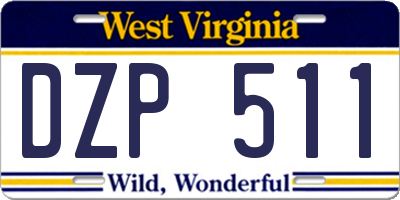 WV license plate DZP511
