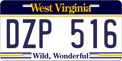 WV license plate DZP516