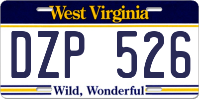 WV license plate DZP526