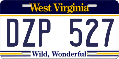 WV license plate DZP527