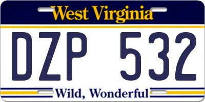 WV license plate DZP532