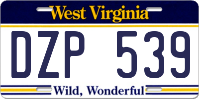 WV license plate DZP539