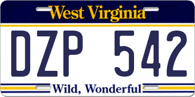WV license plate DZP542