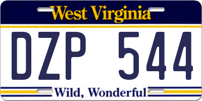 WV license plate DZP544