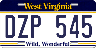 WV license plate DZP545