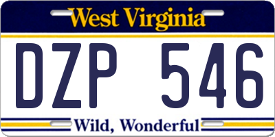 WV license plate DZP546