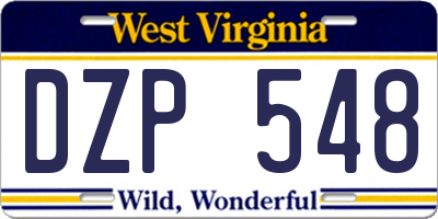 WV license plate DZP548