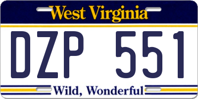 WV license plate DZP551
