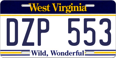 WV license plate DZP553