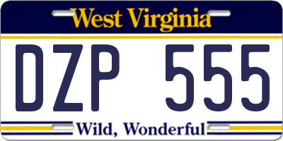 WV license plate DZP555