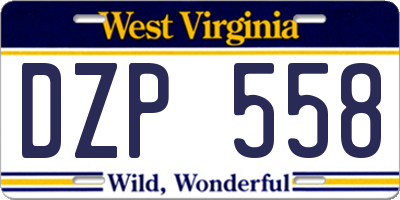 WV license plate DZP558