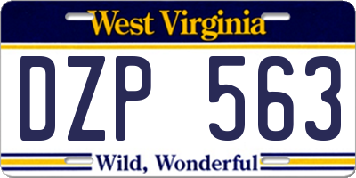 WV license plate DZP563