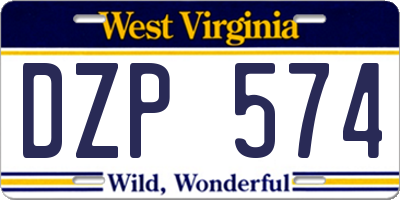 WV license plate DZP574
