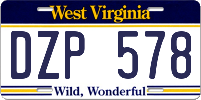 WV license plate DZP578