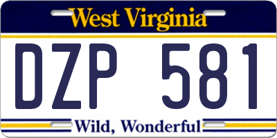 WV license plate DZP581