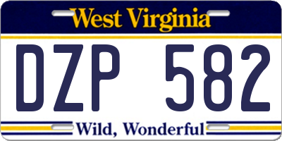WV license plate DZP582