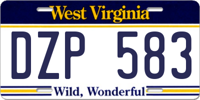 WV license plate DZP583