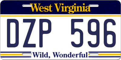 WV license plate DZP596