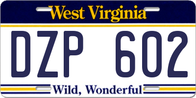 WV license plate DZP602