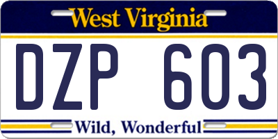 WV license plate DZP603