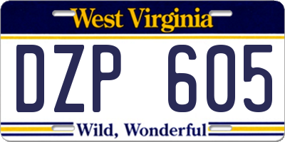 WV license plate DZP605