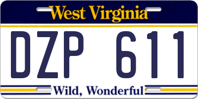 WV license plate DZP611