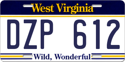 WV license plate DZP612