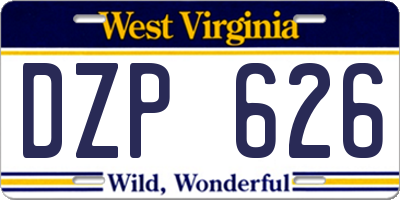 WV license plate DZP626