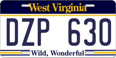 WV license plate DZP630