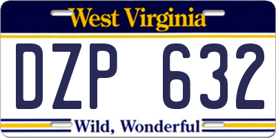 WV license plate DZP632