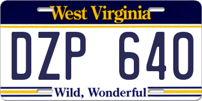 WV license plate DZP640