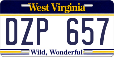 WV license plate DZP657