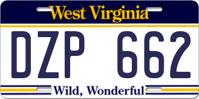 WV license plate DZP662