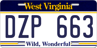 WV license plate DZP663