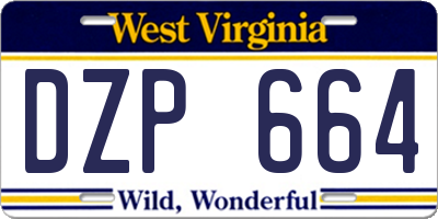 WV license plate DZP664