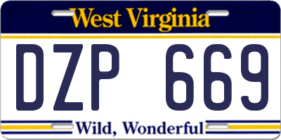 WV license plate DZP669