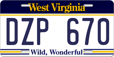 WV license plate DZP670