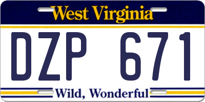 WV license plate DZP671