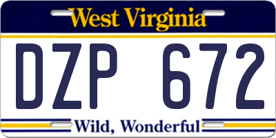 WV license plate DZP672