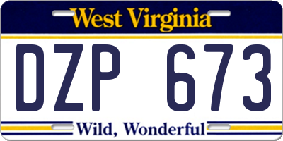 WV license plate DZP673