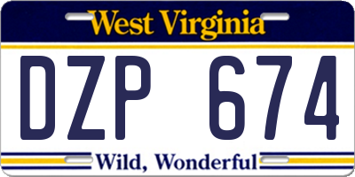 WV license plate DZP674