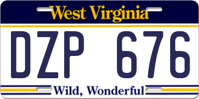 WV license plate DZP676