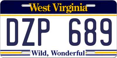 WV license plate DZP689