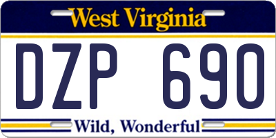 WV license plate DZP690