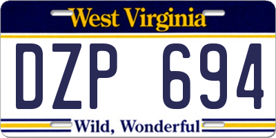 WV license plate DZP694