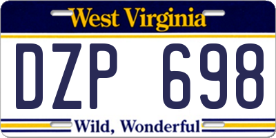 WV license plate DZP698